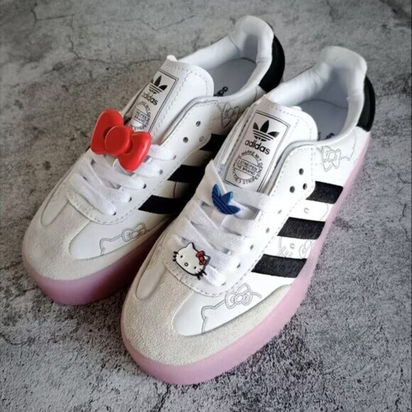 adidas x Hello Kitty Sambae White Core Black Pink Athletic - Picture 4 of 8